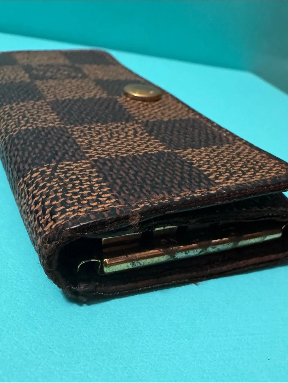 Louis Vuitton Brown Damier Ebene Card & 4 Key Holder with Brass Snap